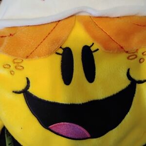 Little Miss  Plush Face Pillow with Orange Accents